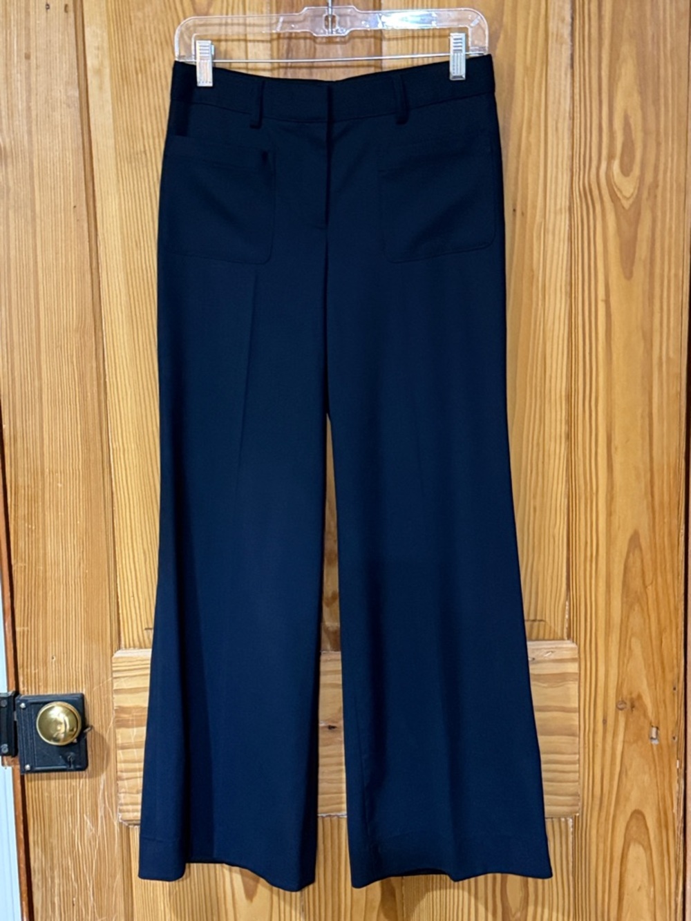 Theory Livdale Contour Wide-Leg Navy Women's Virgin Wool Pants ~ 2